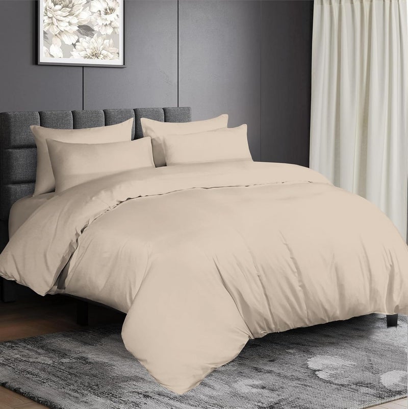 Siesta Zen مجموعة أغطية لحاف سييستا زين بريميوم 100% قطن مصري - مزدوج 210x210 سم مع 2 غطاء وسادة، موكا - Image 1